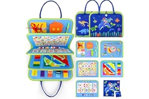 Devolamn Busy Board Montessori pour Enfants, 5 Couches Planche Montessori, Tableau d'Activités, Apprendre Compétences de Vie Jouet éducatifs Cadeau pour Enfants Bébé 1-4 Ans