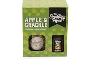 THE SNAFFLING PIG CO Apple & Crackle Gift Set Perfectly Salted Low Carb Keto High Protein Pork Crackling Jar&Awesome Apple Sauce