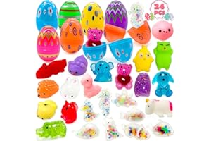 Lubibi 24 Oeufs De Pâques, Oeufs De Pâques Mochi Squishy Toys Pré-Remplis, Jouets Sensoriels Anti-Stress pour Le Panier De Pâques, Oeufs De Pâques à Remplir, Chasse Aux Oeufs De Pâques