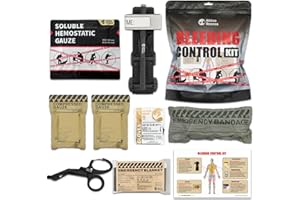 RHINO RESCUE Kit Individual de Control de Hemorragias, Kit de Trauma IFAK, Botiquín Militar de Primeros Auxilios con Torniquete, Gasas Hemostáticas, 6 "Vendas Israelíes, 2 Gasas Comprimidas
