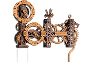 WOODEN.CITY Steampunk Gearworks - Orologio puzzle 3D in legno, kit fai da te, per costruire il tuo puzzle con ingranaggi mobili, 288 parti, kit per la costruzione di orologi meccanici per adulti