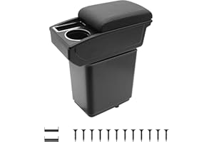 KAERGK Car Armrests for Peugeot Partner Centre Console Double Layer of Storage Space with Cupholders Easy to Assemble Comfortable and Durable Leather Black (Black Line)