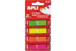 APLI 12482 - Indici adesivi a zig-zag (12 x 45), pellicola colorata fluorescente