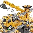 TEMI Engineering Crane, Kids Construction Truck Toys for 3 4 5 6 7 Years Old - Car Race Tracks, Excavator, Boy Toys for 3-5 Year Old Toddlers, Gift Toys for Boys & Girls Aged 4-6, Outdoor Playset
