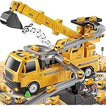 Buy TEMI Construction Truck Toys Car For 3 4 5 6 Year Old Toddlers Boys 7 In 1 Carrier Truck Construction Vehicles Toys W Play Mat Car Toys Set For