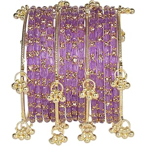 Swara Creations Kashmiri Ghungroo Raindrop Bangles Combo Set | for Women and Girls|Set of 16 Pcs (SKU417)