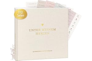 MINTKIND® Schwangerschaftstagebuch Leinen „Meine Schwangerschaft“ + Sticker Set I Hardcover Tagebuch zum Eintragen I Geschenk für Schwangere und werdende Mütter | Schwangerschaft Fotoalbum Baby Album