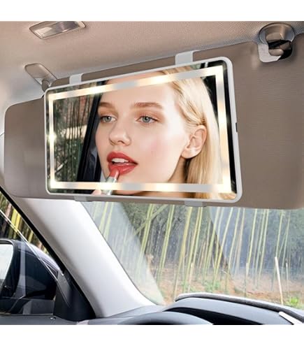 Specchio parasole a LED per auto, con controllo touch ricaricabile, 3 modalità di illuminazione, lunga durata 180 giorni, universale, per auto/camion/SUV, specchio cosmetico HD (nero