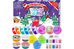 PANSHAN Christmas Countdown Advent Calendar 2024 – 24 Days of Fun Crystal Slime & Fidget Toys | Exciting Gift Set for Kids Ages 3+ | Perfect Xmas Surprise for Boys & Girls