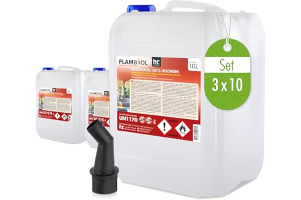 Bioéthanol 100% FLAMBIOL 3 x 10 L- Combustible Liquide Dénaturé pour Cheminée et Foyer à l'éthanol - Usage Intérieur - Combustion Propre et Quasi Inodore