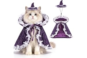 QKURT Katt halloween kostym med hatt, husdjur hund kattunge glänsande halloween outfit