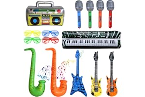 Zestaw 15 nadmuchiwanych gwiazd rocka, zestaw do zabawy na instrumencie muzycznym, nadmuchiwany mikrofon gitarowy, akcesoria imprezowe, zabawka karnawałowa