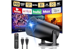 [App intégrée] Projecteur Video Portable, Yoton Mini Projecteur avec WiFi 6 et Bluetooth 5.4 Supporte 1080P, Auto Keystone, Partage D'écran Mobile, Compatibile avec HDMI/TV Stick, Native de 720P, Noir