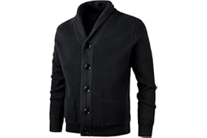 KTWOLEN Męski szal kołnierz kardigan z długim rękawem gruby dzianinowy sweter zapinany na guziki na co dzień zimowy płaszcz sweter z kieszeniami