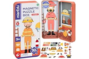 mierEdu Magnetspiel Box Feuerwehrmann zum Ankleiden - Fördert Motorik + Fantasie, Ideal für zuhause & Reisespiel für Kinder, Feuerwehr Sielzeug ab 3 Jahre, Reisespiele Kinder ab 3 Jahre