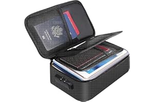 ENGPOW Dokumententasche Feuerfeste Tasche Kleine Aufbewahrungstasche 3-lagige Weiche Organizer mit Kombinationscode Schloss Bargeld,Karte,Reisepass,Scheck,Rechnung nach Hause,Büro,Reisetasche
