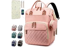 SHITIESHOU Sac à dos à langer pour bébé fille garçon sac à langer pour papa maman avec coussinet, 16 poches