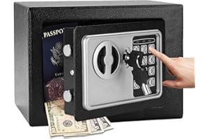 ZANGE 4.6L Home Digital Safe Steel Electronic Safety Box Safe Lock Box Documents Safety Case Wall Floor Anchoring Design Cabinet Security Cash Money Office Home Black, Includes Keys