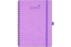 BEZEND 18-Monate Kalender 2024 2025 Terminplaner A5 Ringbuch PU-Leder Softcover [Lavendel] Wochenkalender 1 Woche 2 Seiten Juli 24-Dez 25| Buchkalender mit Stifthalter