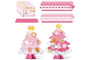 WATINC 30P Pink Tree Craft Kit für Kinder, machen Sie Ihre eigenen DIY Weihnachtsbaum Mittelstücke, 3D Papier Weihnachtsdekoration Kit für Mädchen Party Favors, Schule Aktivität (rosa)