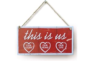 CARISPIBET Letreros con texto en inglés «This is us» para decoración del hogar, placas decorativas, frontones de pared, accesorio para la casa
