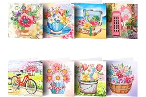 VDYXEW 8 Stück 5D DIY Diamond Painting Karten, Diamond Painting Geburtstag Karten, für Weihnachten, Muttertag, Thanksgiving, Valentine (J)