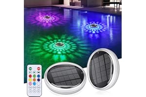 ‎INTERESTIME Pool Lighting Underwater Solar, Pack of 2 Floating Pool Lighting with Remote Control, 12 Colour Modes, Timer, Waterproof Pond Lighting, Solar Pool Light for Whirlpool, Swimming Pool, Bath Decoration