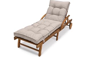 Spatium Cojín para Tumbona de Jardín, 100% Desenfundable, Impermeable, Resistente a Los Rayos UV, Acolchado Impermeable Patentado, 11 Colores (200x60cm, Beige)