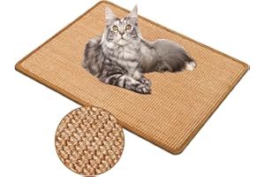 Unipampa Tapis griffoir pour Chat, Tapis à gratter en Sisal, sisal Naturel, Tapis à gratter Horizontal, Tapis de Sol pour Chat, Antidérapant, Auto-adhésifen, protège Les Tapis et canapés, 60 x 40 cm