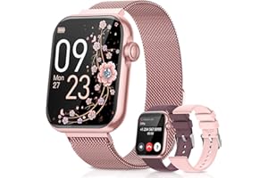 BANLVS Smartwatch Donna con Chiamate, 1.85" Orologio Smartwatch 3 Cinturini 110+ Modalità Sportive con SpO2/Sonno/Contapassi, Impermeabile IP68 Fitness Tracker per iOS Android, Rosa Corallo