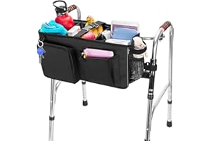SAMDEW Deambulatore Accessori Borsa, Cestino Deambulatore Portatile per Walker Pieghevole, Custodia Organizer Walker per Anziani, con Divisori e Cinghie, Non Adatto al Rollator Walker, Solo Borsa