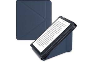 kwmobile Custodia Pieghevole Origami Compatibile con Kobo Libra 2 Cover - Cover Magnetica Pelle PU eReader con Stand - blu scuro