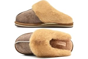 KuaiLu Zapatillas Casa Mujer Invierno Caliente Peluche Piel Cerradas Pantuflas Comoda Peludas Memory Foam Slippers Antideslizante Goma Suela Negro 36