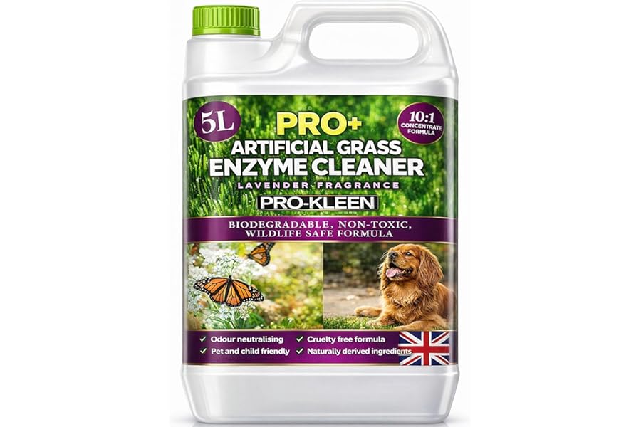 Pro-Kleen ProBio Artificial Grass Cleaner Probiotic Based Deodoriser Odour Eliminator 5L Non-Toxic Cruelty-free Pet Friendly. Fresh Cut Grass fragrance. Naturally derived Probiotic Cleaning (Lavender)