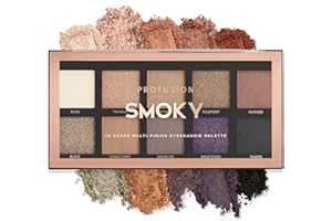Profusion Cosmetics 10 Shade Eyeshadow Palette - High Pigmented Multi-Finish Colors, Vegan & Cruelty-Free, Create Stunning Looks On-the-Go - Travel-Friendly & Versatile Makeup, Smoky