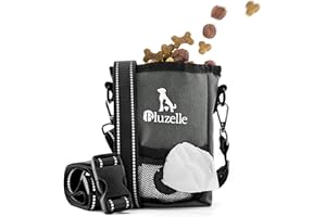 bluzelle SnackKeeper Multifunctional, Treat Bag, Magnetic Closure, Food Bag, 650 ml Dry Food, Snack Bag with Dog Waste Bag Dispenser, Hip Belt Bag for Dog Training, Colour: Grey
