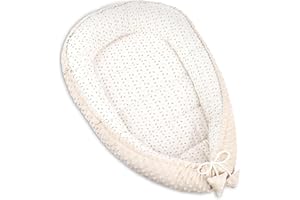 PIMKO Minky réducteur de Lit bébé 2 côtés bébé Cocon Baby Nest Nourrissons cocons pour lit pour Nouveau-né Nid de bébé Beige Minky