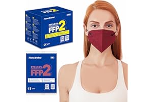 Flamebrother 30 Mascherine FFP2 Colorate Bordeaux Certificate CE 2797, Mascherina a 4 Strati Senza Valvola, Maschera Facciale Protezione da Polvere|Alta Efficienza di Filtraggio PFE≥94| 30 Pezzi
