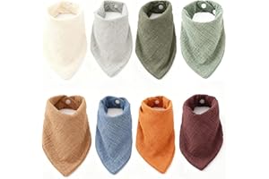 kaiyaya 8 Stück Lätzchen Baby Dreieckstuch, Baumwolle Musselin Halstuch Baby Lätzchen, Verstellbare Babylätzchen für Junge und Mädchen, Weiche Dreieckstuch Wasseraufnahme und Antifouling