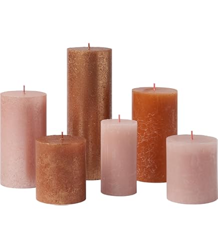 Bolsius Rustieke stompkaarsen, cadeauset, 6 stuks, retro, decoratieve kaarsen voor huishouden, lange brandduur, ongeparfumeerde, natuurlijke plantenwas, zonder palmolie