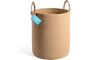 OrganiHaus Cesta Multiuso 38x45cm Miele – Contenitore con Manici in Corda Naturale per Cameretta, Lavanderia, Giocattoli o Plaid