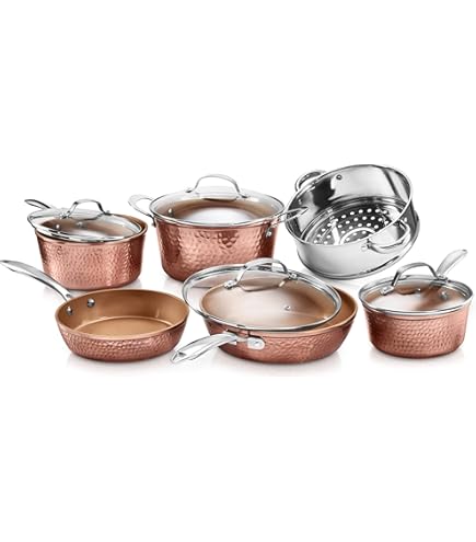 MÄSER 926757 Asterion, Topfset in modernem kupferfarbenem Design, 4 Töpfe, 1 antihaftbeschichtete Pfanne und 3 Glasdeckel im Set, für alle Herdarten inkl. Induktion, Edelstahl, Glas