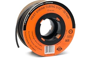 Wirefy Tubo termorretráctil de 3/32 pulgadas, relación 3:1, forro adhesivo, termorretráctil de grado marino, negro, rollo de 50 pies