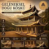AlgWoodDesign Geleneksel Doğu K&ouml;şk&uuml; Ahşap Maket Seti 466 Par&ccedil;a &ndash; DIY 3D Puzzle Pagoda Tarihi Mimari Koleksiyoner Modeli