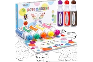 Ohuhu Długopisy i dabbers, 8 kolorów, 40 ml/każda, łatwe do trzymania, zmywalne, nietoksyczne, pogrubione markery kropki z pustą podkładką, atrament na bazie wody do zarabiania i zabawy