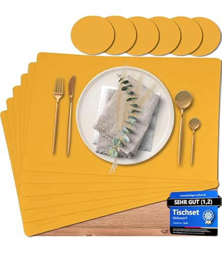 4 Bambus-Platzsets In Senfgelb, 45x30 Cm – Nachhaltige Tischdeko Für Esstisch & Feiern