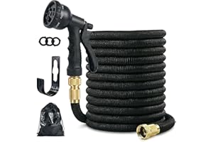 Barpre 100ft Expandable Garden Hose Pipe (True 30m) - Solid Brass Fittings & 8-Pattern Spray Gun - No Leak Heavy Duty Flexible Water Hose with TPE Core & Oxford Cover for Car Wash & Gardening