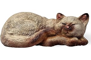 Toocook Gatto in terracotta artigianale per arredo giardino decorazione unica resistente alle intemperie (Gatto che dorme decorato)