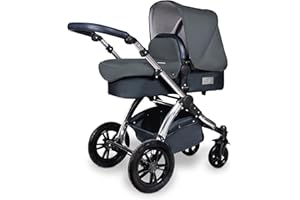 Ickle Bubba Stomp V4, All-in-One-Reisesystem, inklusive Trageschale, wendbarer Kinderwagen (Blueberry auf Chrome-Chassis, Travel System + Galaxy Autositz)