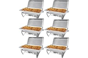 hagvot Chafing Dish | Edelstahl Warmhaltebehälter | Speisenwärmer | Wärmebehälter | Rechaud für Catering, Buffet und Party (6 Packung, 1x 1/1 GN-Behälter)